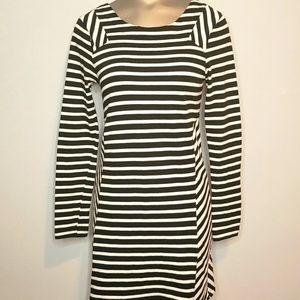 Miss Chievous Retro Mod Black and White Striped Mini Dress Medium